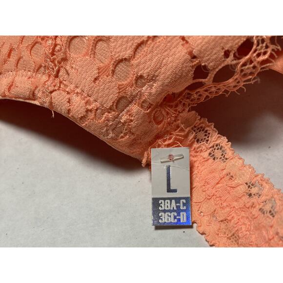 Womens Pink Victoria’s Secret Padded Underwire Lace Bra Tangerine Large NWT - Picture 6 of 8